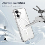Clear Magnetic Case for iPhone 17 Airbag Shockproof 2.0mm TPU + PC Phone Cover