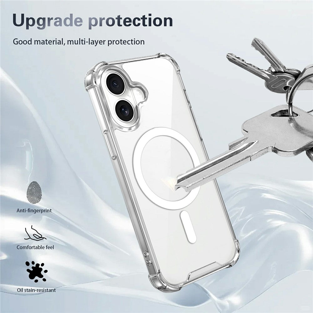 Clear Magnetic Case for iPhone 17 Airbag Shockproof 2.0mm TPU + PC Phone Cover