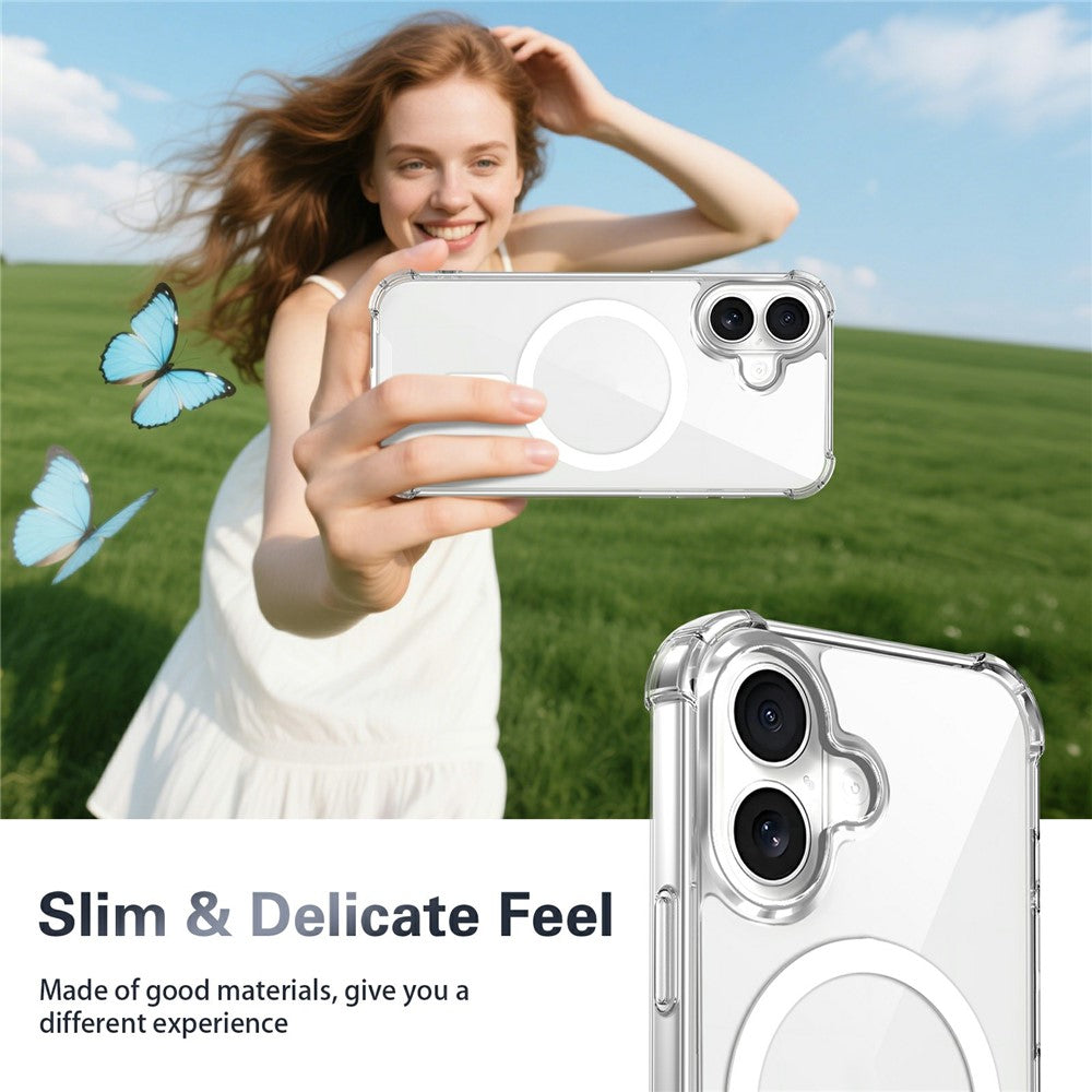 Clear Magnetic Case for iPhone 17 Airbag Shockproof 2.0mm TPU + PC Phone Cover