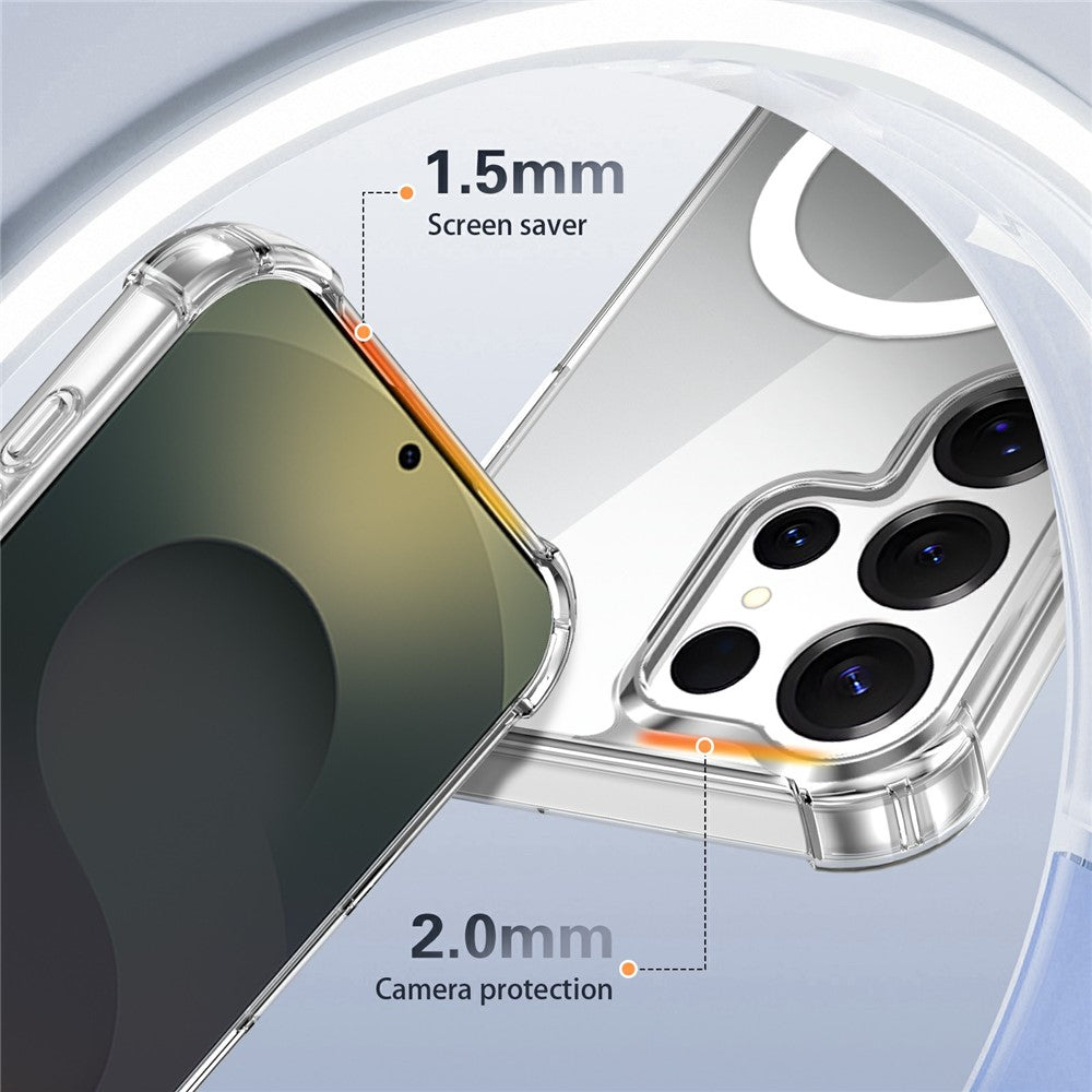 Clear Magnetic Case for Samsung Galaxy S26 Ultra Airbag Shockproof 2.0mm TPU + PC Phone Cover