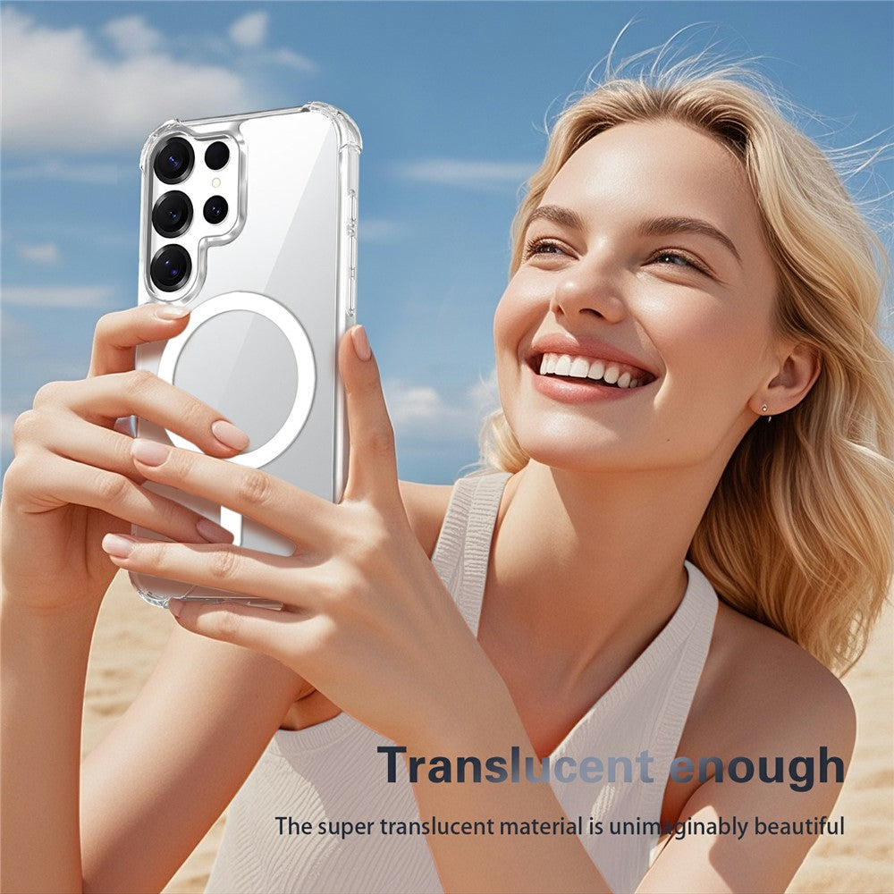 Clear Magnetic Case for Samsung Galaxy S26 Ultra Airbag Shockproof 2.0mm TPU + PC Phone Cover