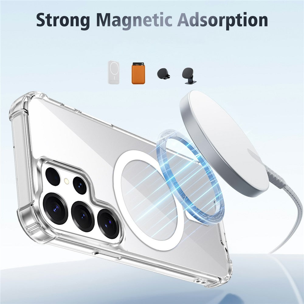 Clear Magnetic Case for Samsung Galaxy S26 Ultra Airbag Shockproof 2.0mm TPU + PC Phone Cover