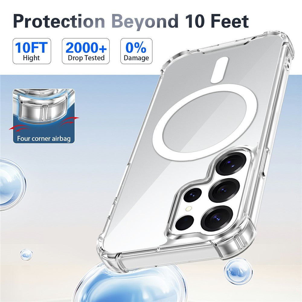 Clear Magnetic Case for Samsung Galaxy S26 Ultra Airbag Shockproof 2.0mm TPU + PC Phone Cover