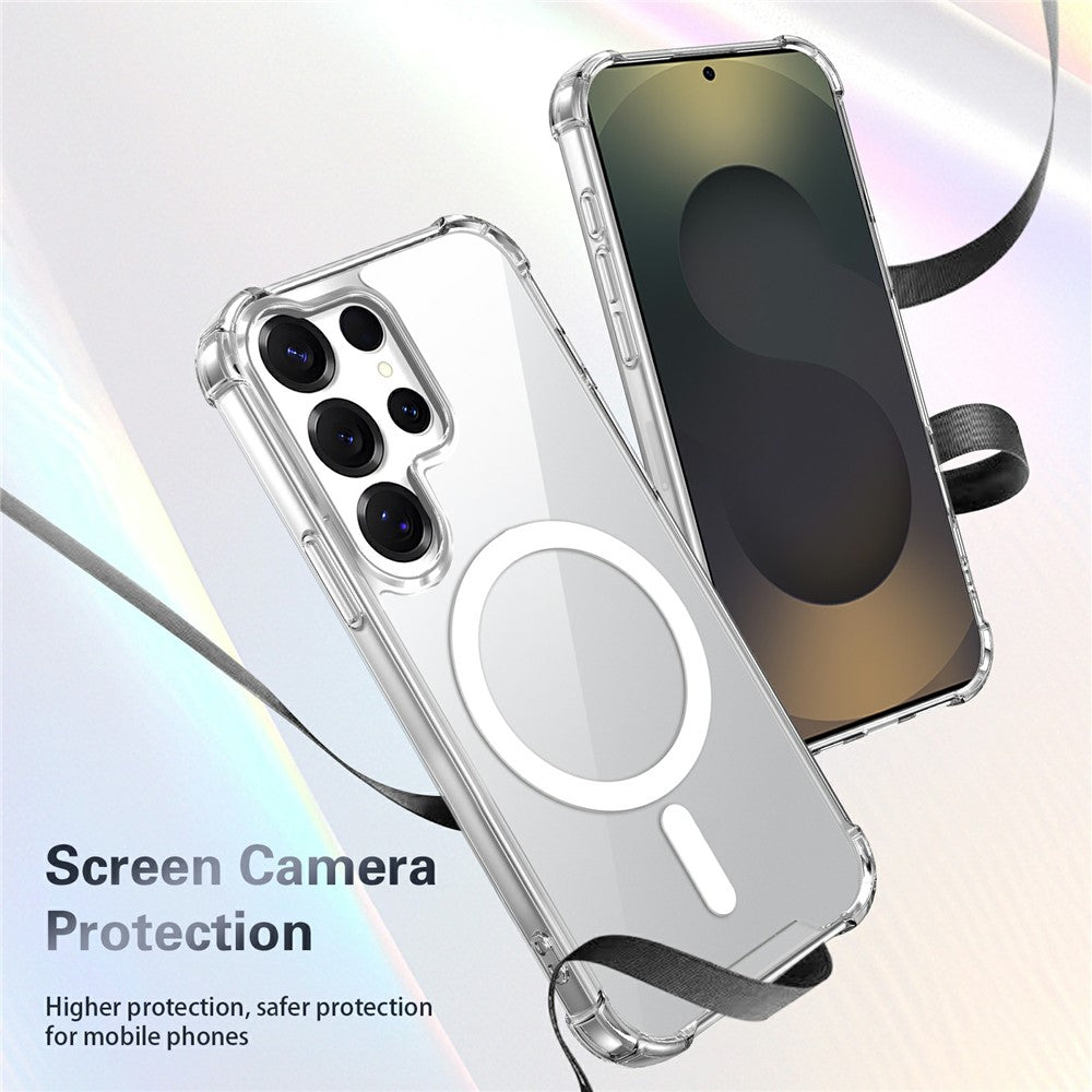 Clear Magnetic Case for Samsung Galaxy S26 Ultra Airbag Shockproof 2.0mm TPU + PC Phone Cover