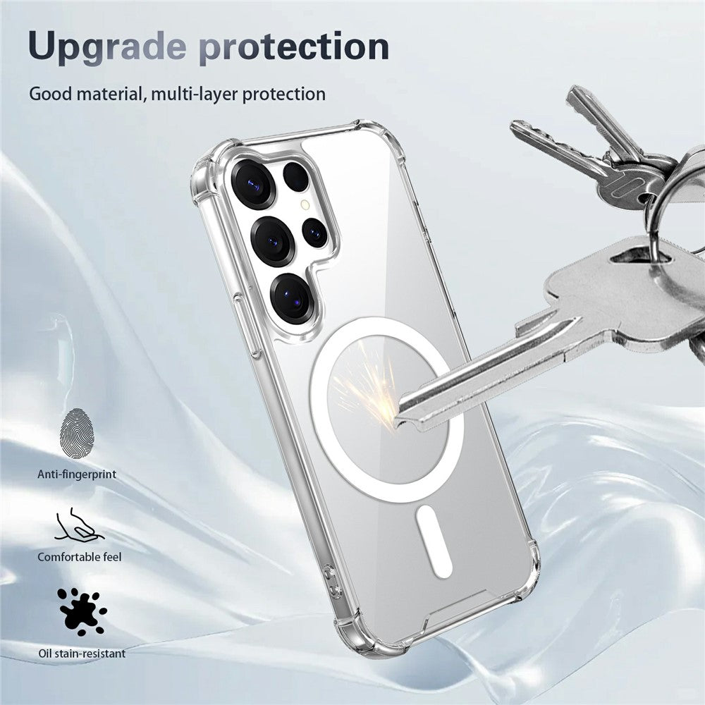 Clear Magnetic Case for Samsung Galaxy S26 Ultra Airbag Shockproof 2.0mm TPU + PC Phone Cover