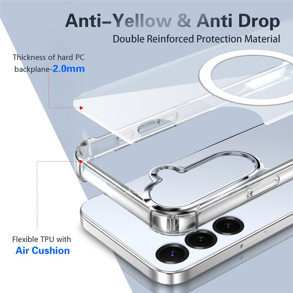 Clear Magnetic Case for Samsung Galaxy S25 / S24 Airbag Shockproof 2.0mm TPU + PC Phone Cover