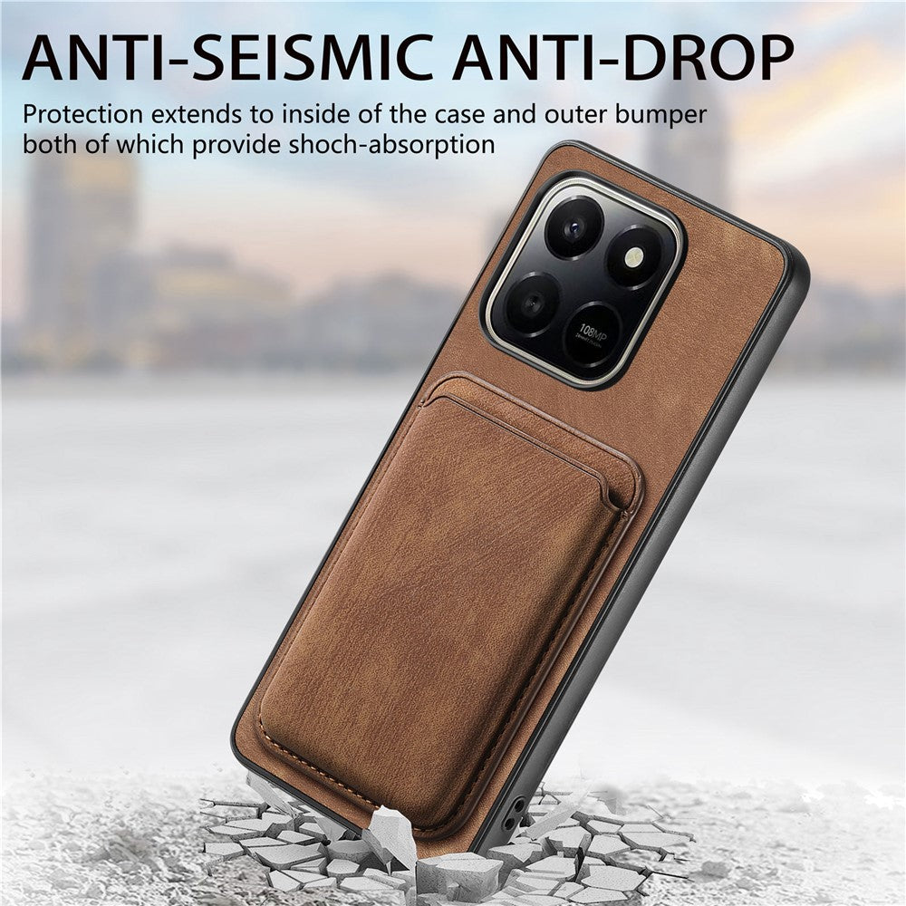 Magnetiskt fodral till Honor X7d 4G / 400 Smart 4G / 400 Smart 5G Retro läder + TPU mobilskal med avtagbar kortplats
