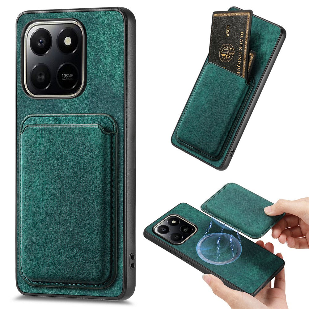 Magnetiskt fodral till Honor X7d 4G / 400 Smart 4G / 400 Smart 5G Retro läder + TPU mobilskal med avtagbar kortplats