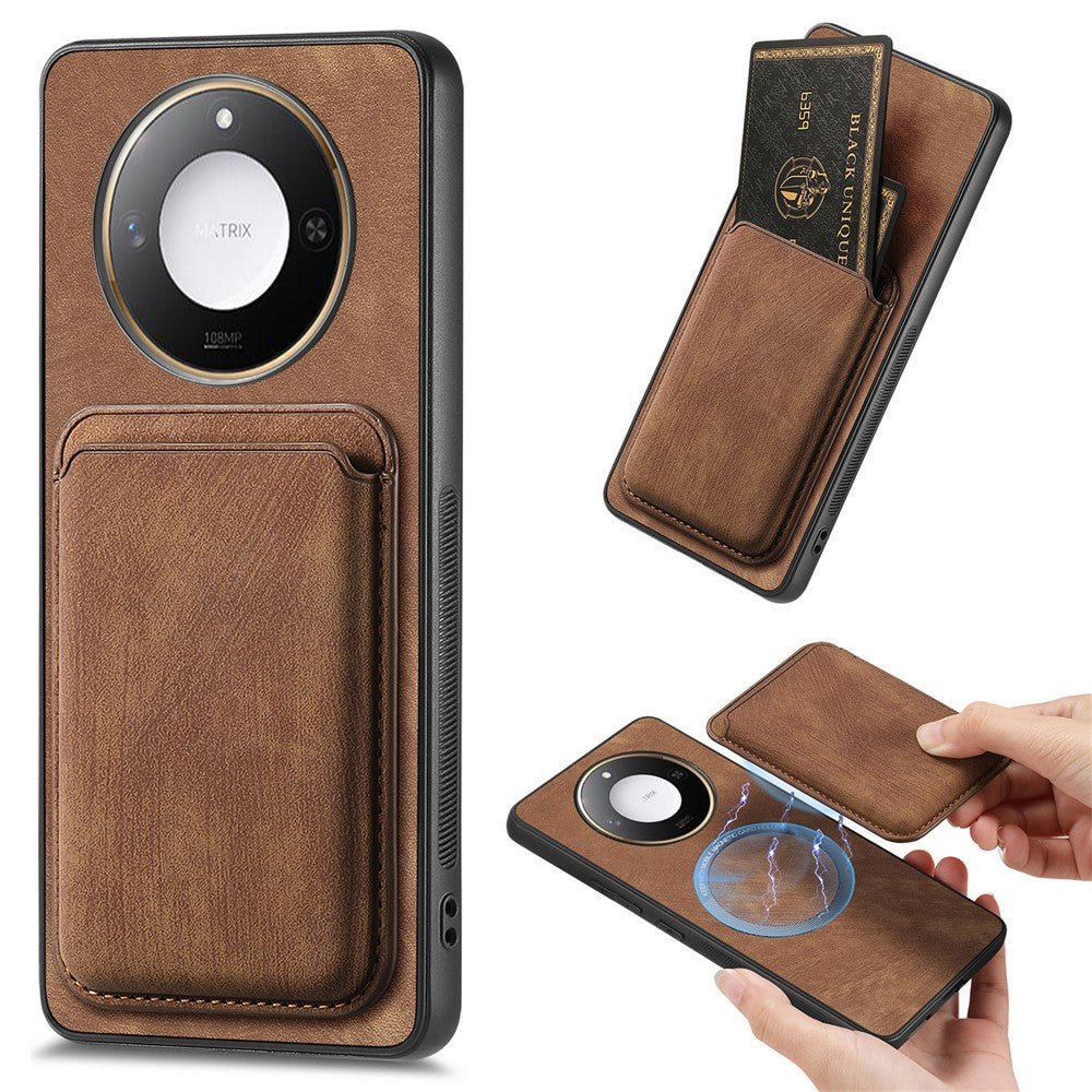 For Honor X60 5G Magnetic Case Retro Leather + TPU Phone Cover with Detachable Card Slot