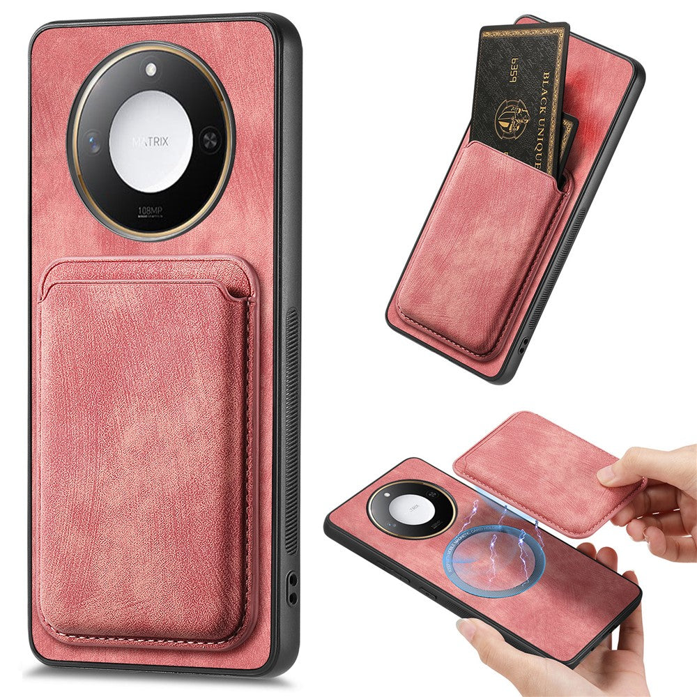 For Honor X60 5G Magnetic Case Retro Leather + TPU Phone Cover with Detachable Card Slot