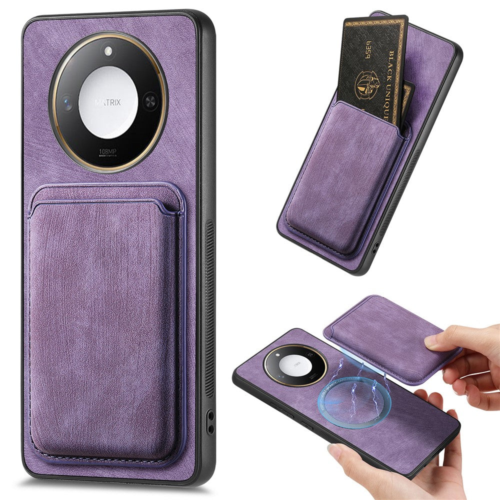 For Honor X60 5G Magnetic Case Retro Leather + TPU Phone Cover with Detachable Card Slot