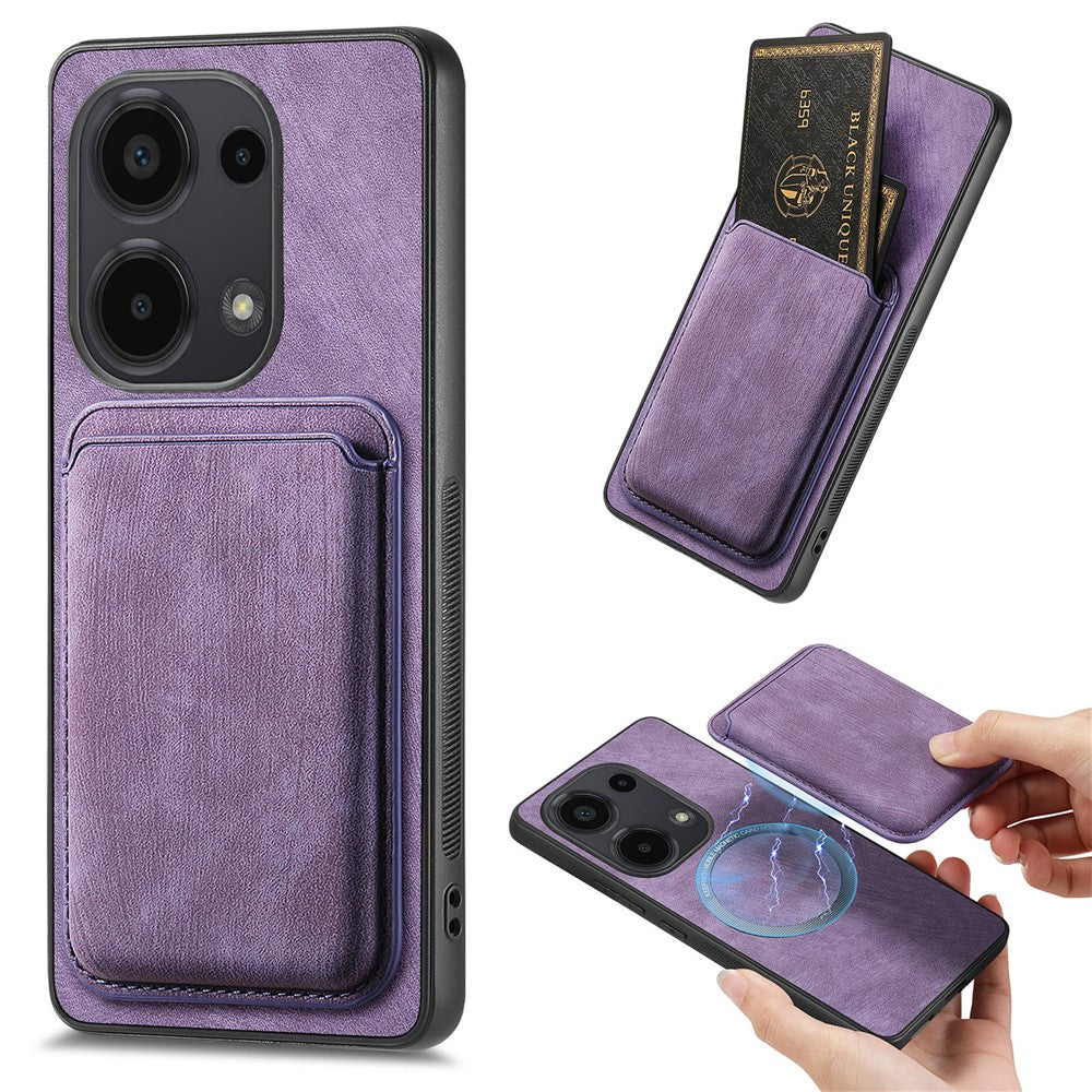 For Xiaomi Redmi Note 13 Pro 4G  /  Poco M6 Pro 4G Magnetic Case Retro Leather + TPU Phone Cover with Detachable Card Slot