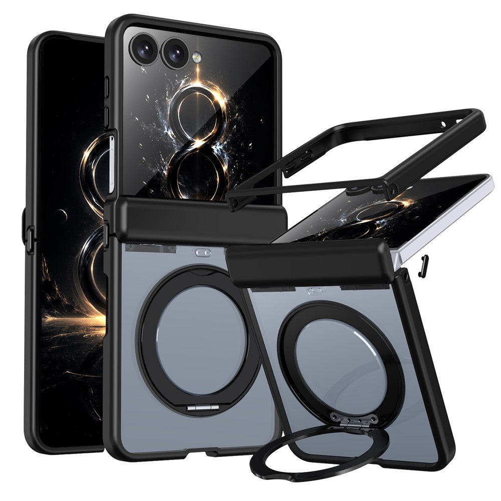 For Samsung Galaxy Z Flip8 Case Magnetic Kickstand Auto Rebound Hinge Shockproof PC + TPU Phone Cover