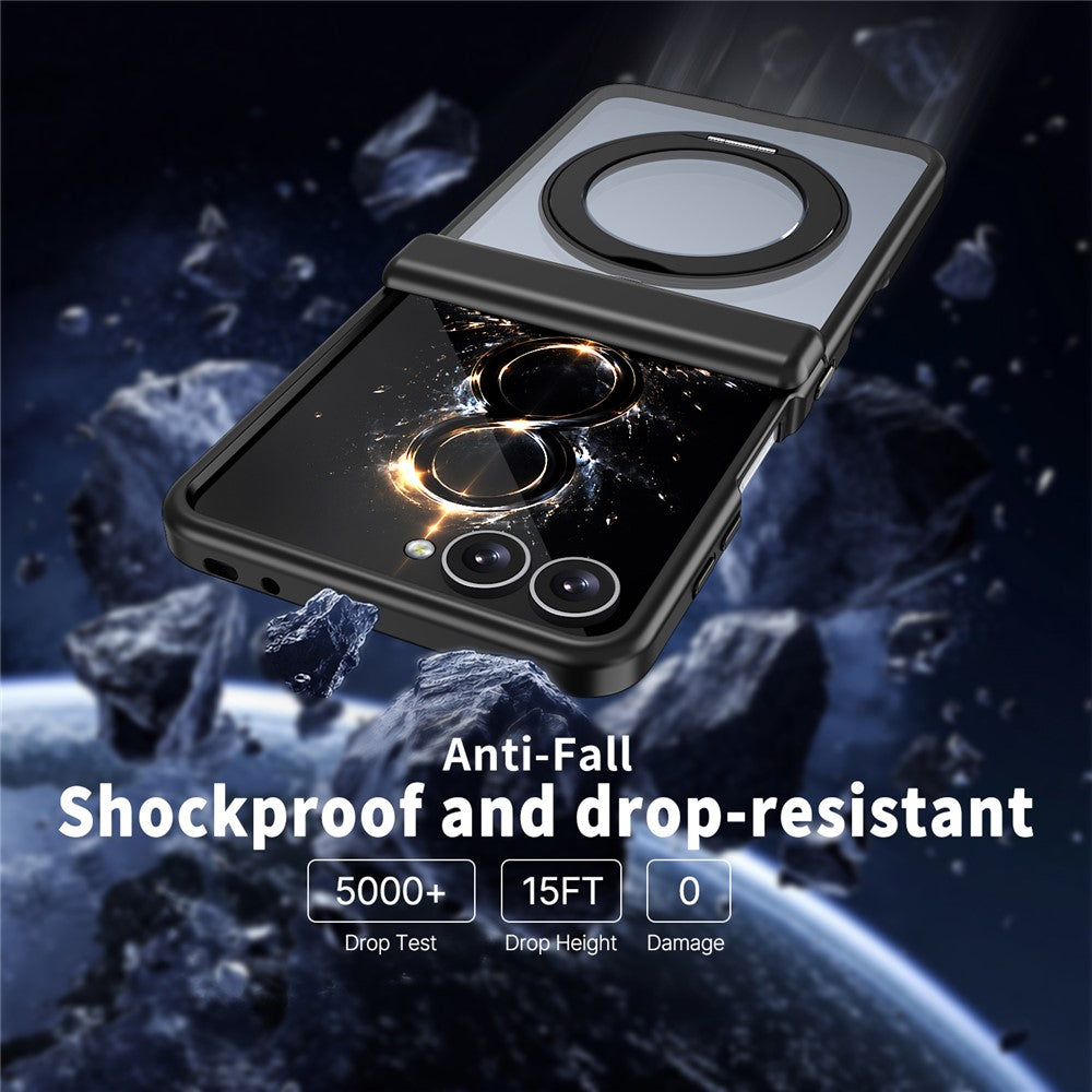For Samsung Galaxy Z Flip8 Case Magnetic Kickstand Auto Rebound Hinge Shockproof PC + TPU Phone Cover