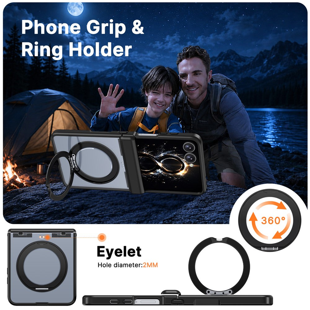 For Samsung Galaxy Z Flip8 Case Magnetic Kickstand Auto Rebound Hinge Shockproof PC + TPU Phone Cover