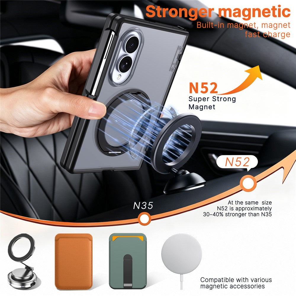 Til Samsung Galaxy Z Fold8 cover magnetisk støtteben auto-tilbagespring hængsel stødsikkert PC + TPU telefoncover