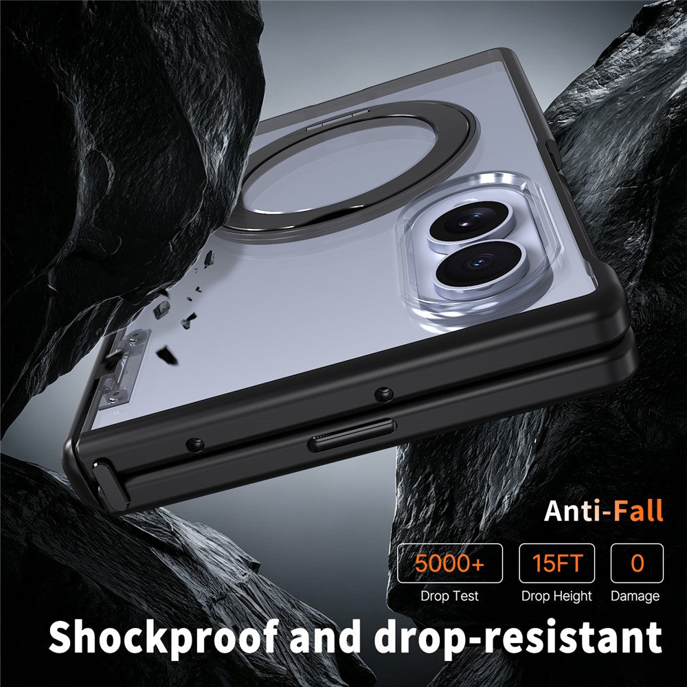 Til Samsung Galaxy Z Fold8 cover magnetisk støtteben auto-tilbagespring hængsel stødsikkert PC + TPU telefoncover