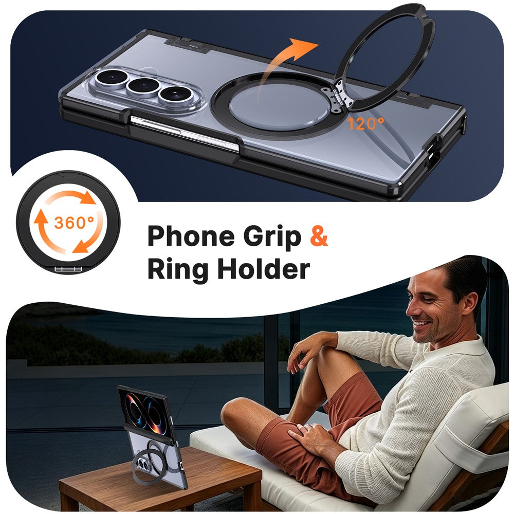 For Samsung Galaxy Z Fold8 Ultra Case Magnetic Kickstand Auto Rebound Hinge Shockproof PC + TPU Phone Cover