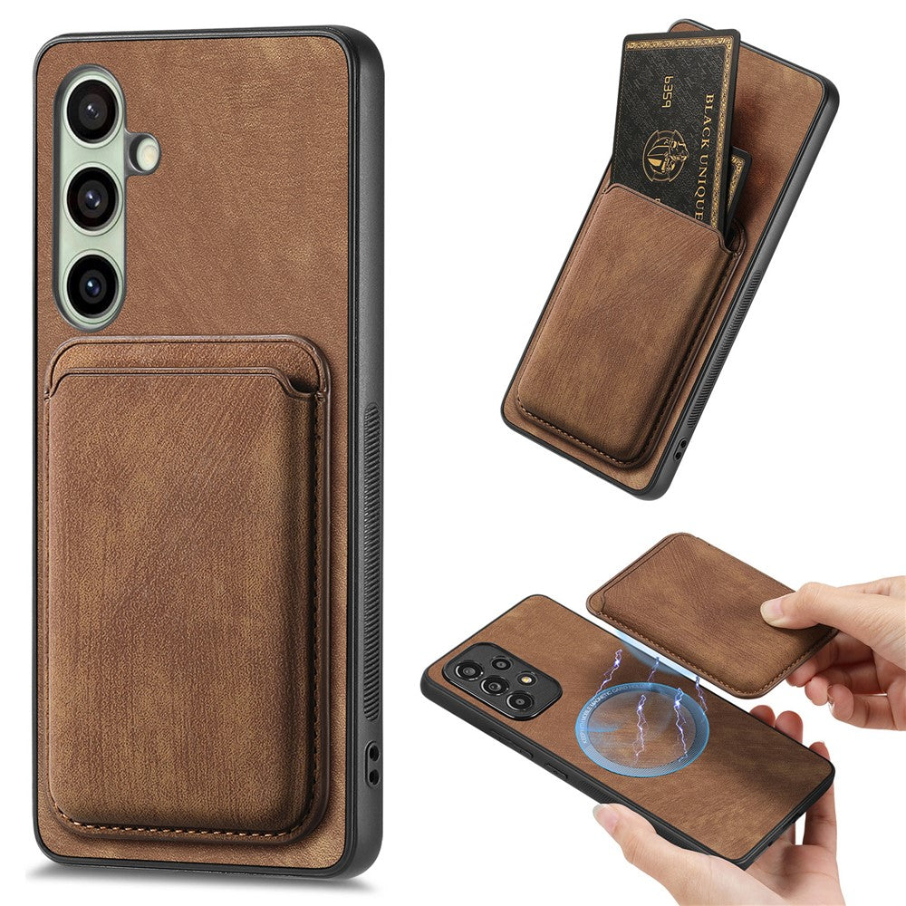 Samsung Galaxy A18 5G / A18 4G / A17 5G / A17 4G Magnetiskt fodral Retro Läder + TPU mobilskal med Avtagbar Kortplats