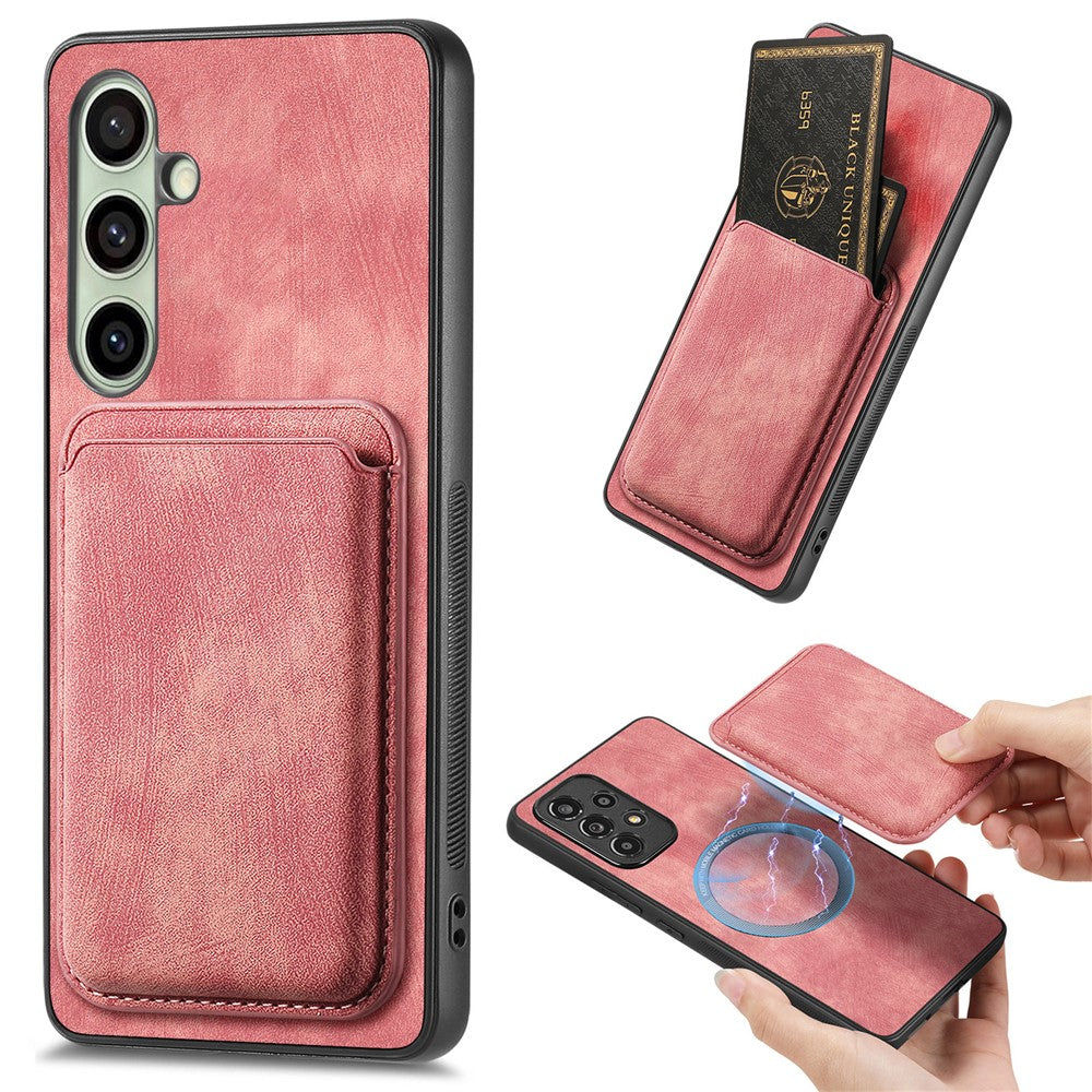 Samsung Galaxy A18 5G / A18 4G / A17 5G / A17 4G Magnetiskt fodral Retro Läder + TPU mobilskal med Avtagbar Kortplats