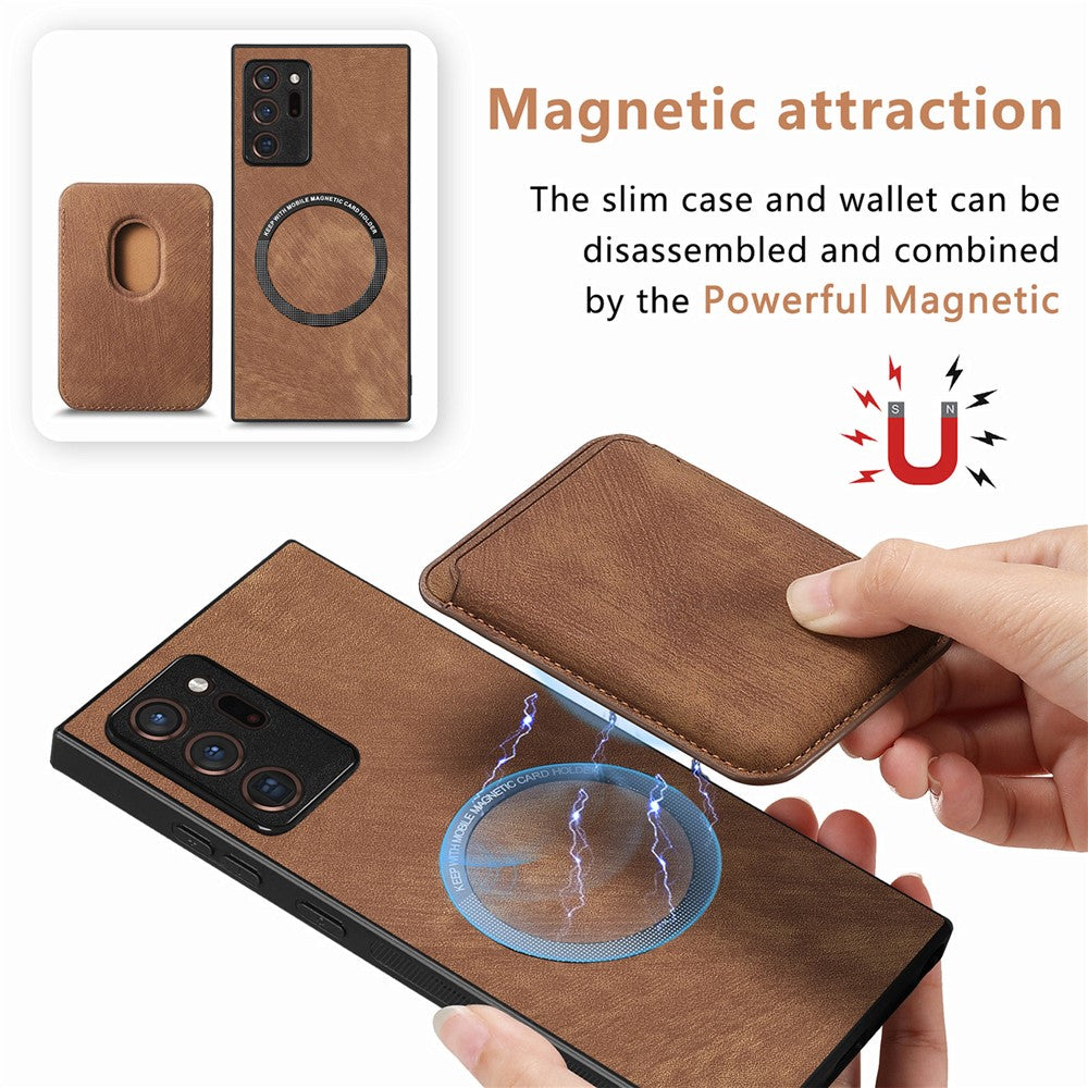 Til Samsung Galaxy Note20 Ultra / Note20 Ultra 5G Magnetisk Etui Retro Læder + TPU Telefoncover med Aftagelig Kortplads