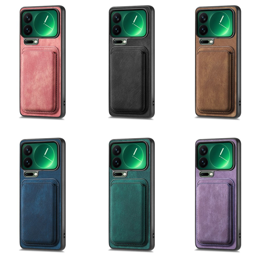 For Xiaomi 17 Pro Magnetic Case Retro Leather + TPU Phone Cover with Detachable Card Slot