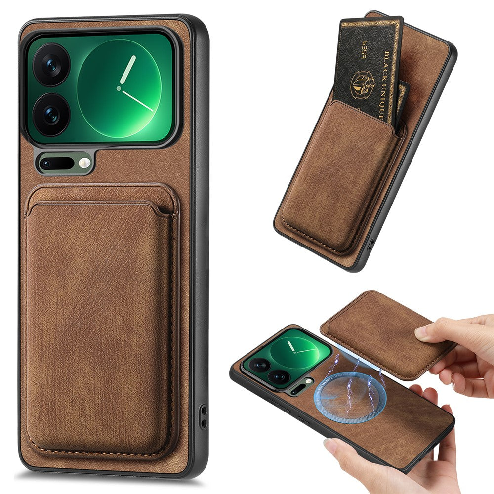 Xiaomi 17 Pro magnetisk cover, retro-læder + TPU-mobilcover med aftagelig kortholder