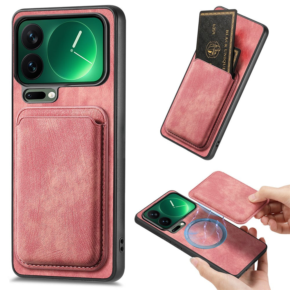 For Xiaomi 17 Pro Magnetic Case Retro Leather + TPU Phone Cover with Detachable Card Slot