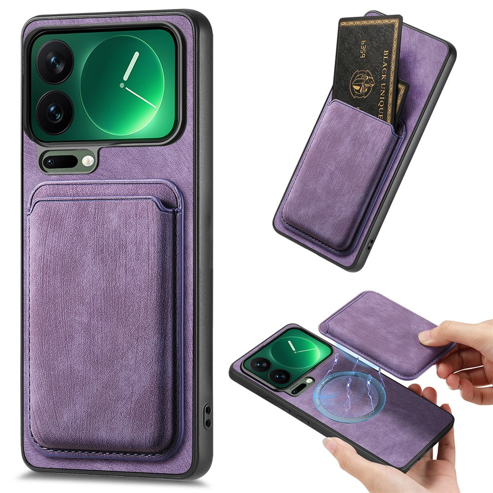 For Xiaomi 17 Pro Magnetic Case Retro Leather + TPU Phone Cover with Detachable Card Slot