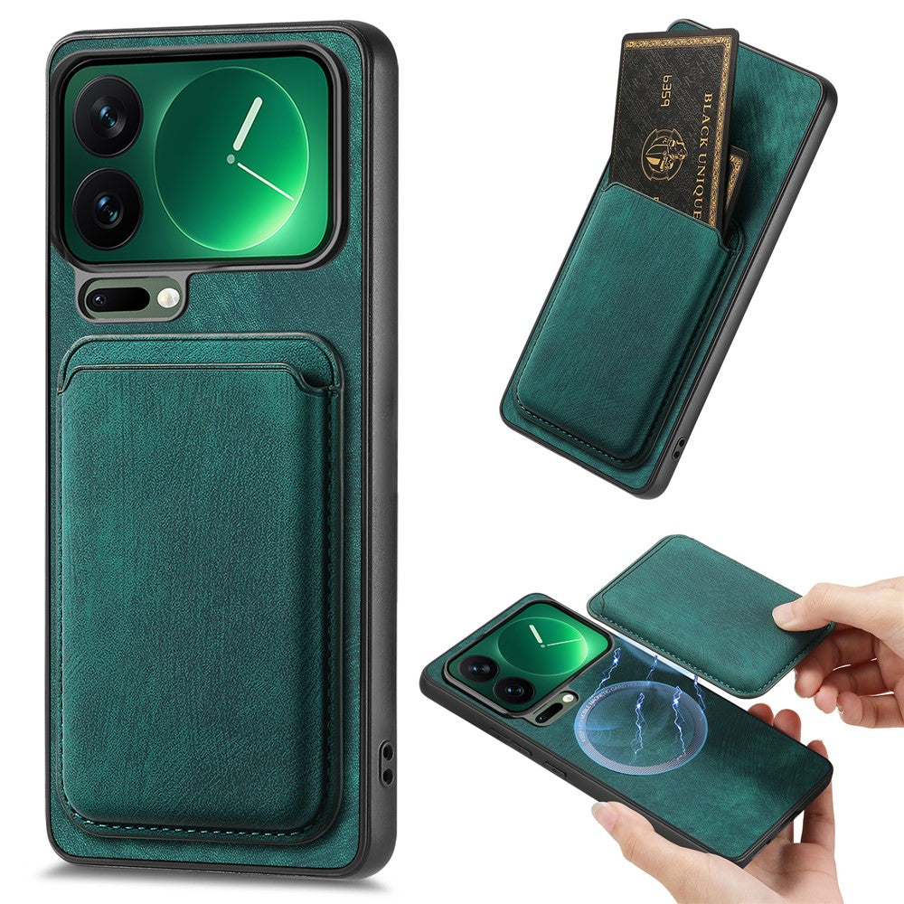 Xiaomi 17 Pro magnetisk cover, retro-læder + TPU-mobilcover med aftagelig kortholder