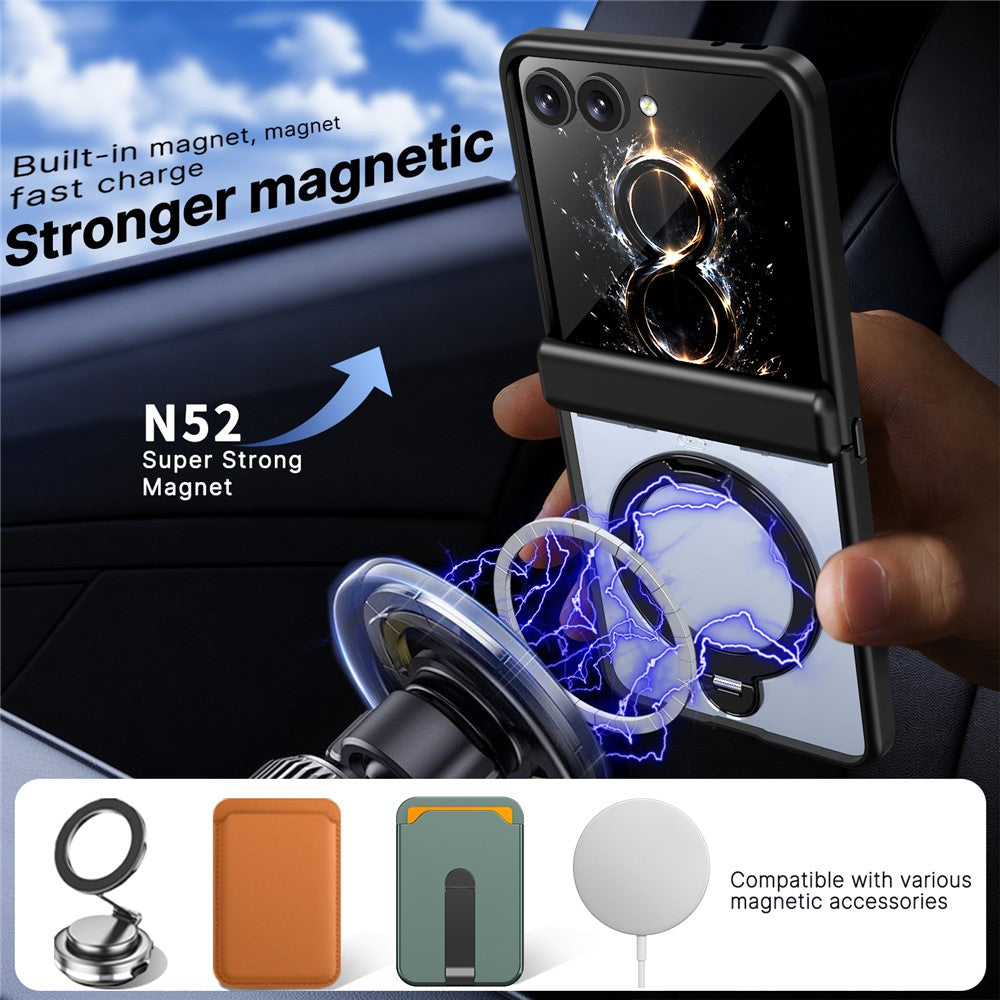 For Samsung Galaxy Z Flip8 Case Magnetic Rotatable Kickstand Hinge Protection PC + TPU Anti Drop Phone Cover