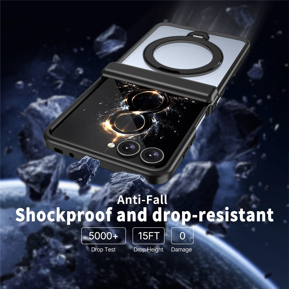 For Samsung Galaxy Z Flip8 Case Magnetic Rotatable Kickstand Hinge Protection PC + TPU Anti Drop Phone Cover