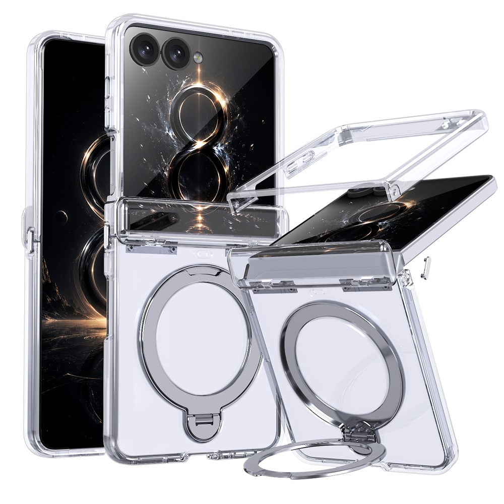 For Samsung Galaxy Z Flip8 Case Magnetic Rotatable Kickstand Hinge Protection PC + TPU Anti Drop Phone Cover