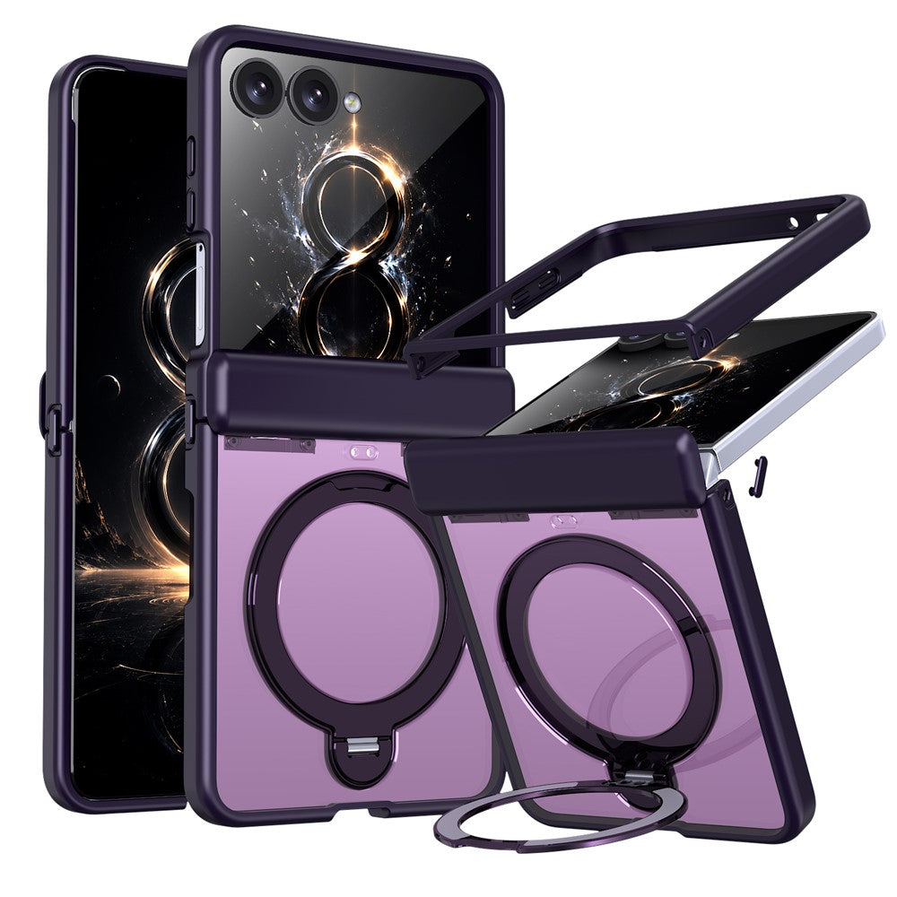 For Samsung Galaxy Z Flip8 Case Magnetic Rotatable Kickstand Hinge Protection PC + TPU Anti Drop Phone Cover