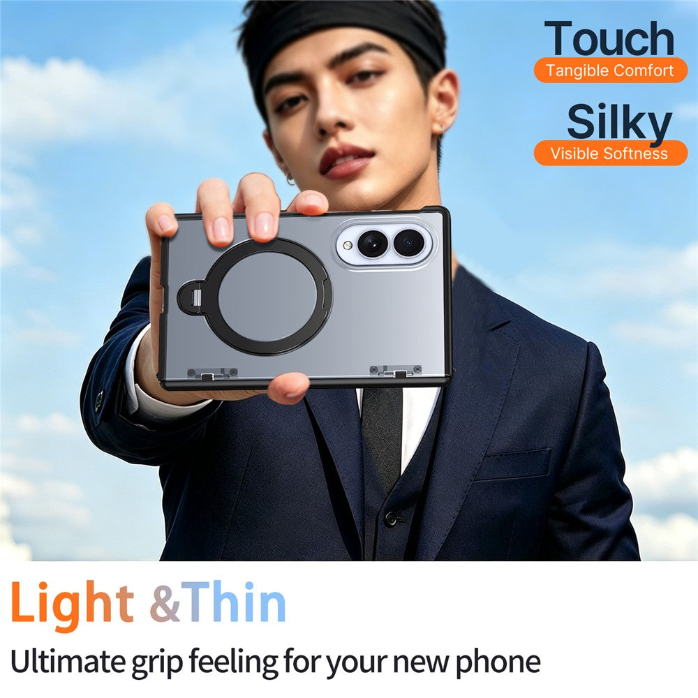 For Samsung Galaxy Z Fold8 Case Magnetic Rotatable Kickstand Hinge Protection PC + TPU Anti Drop Phone Cover