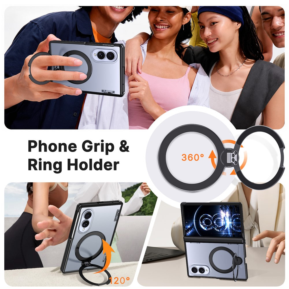 For Samsung Galaxy Z Fold8 Case Magnetic Rotatable Kickstand Hinge Protection PC + TPU Anti Drop Phone Cover