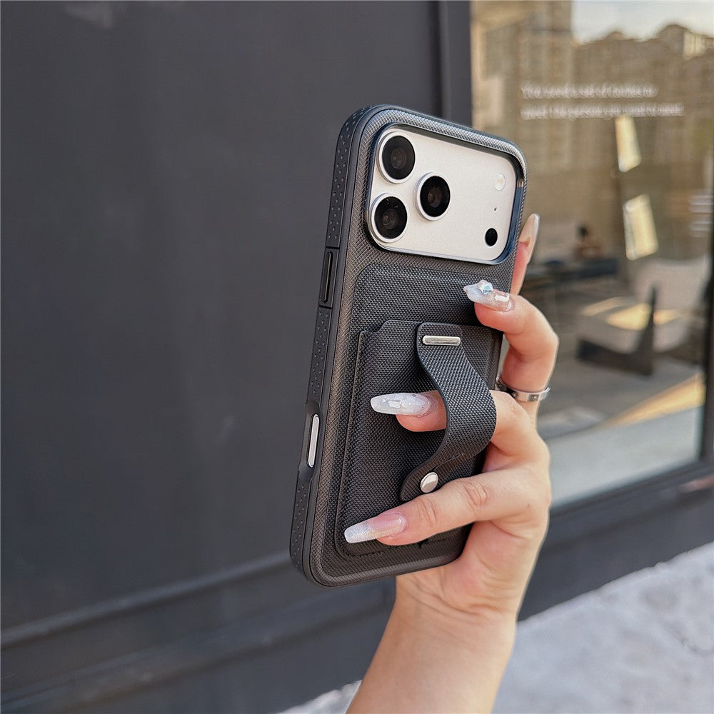 For iPhone 18 Pro Max / 17 Pro Max Case Card Slot Stretchable Kickstand Leather + TPU Phone Cover