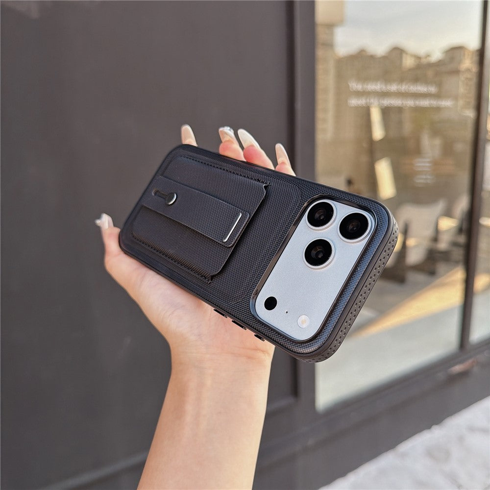 For iPhone 18 Pro Max / 17 Pro Max Case Card Slot Stretchable Kickstand Leather + TPU Phone Cover