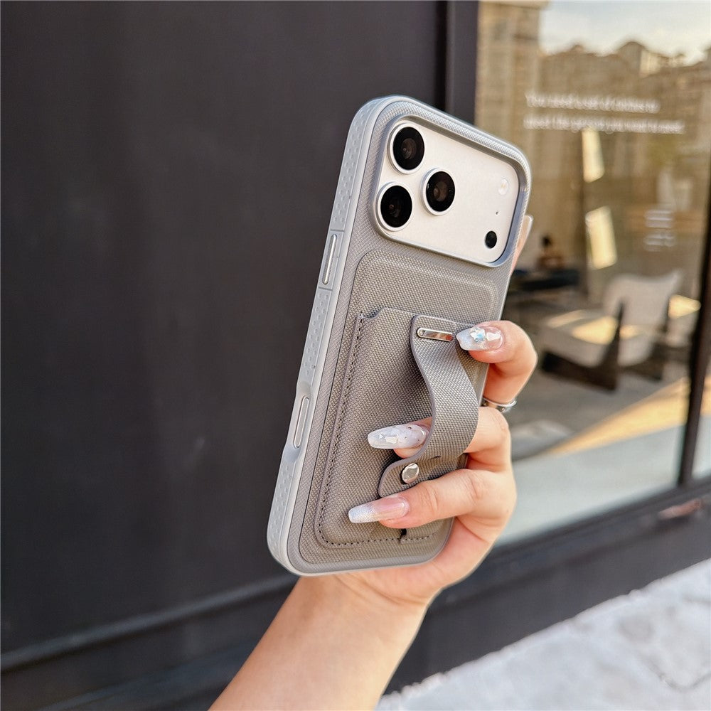 For iPhone 18 Pro Max / 17 Pro Max Case Card Slot Stretchable Kickstand Leather + TPU Phone Cover