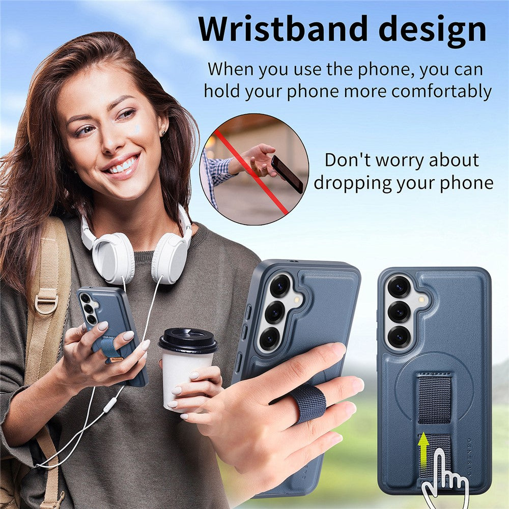 CASENEO Til Samsung Galaxy S26+ Magnetisk Etui RFID Blokerende Pung Aftageligt Læder Telefoncover med Håndledsrem
