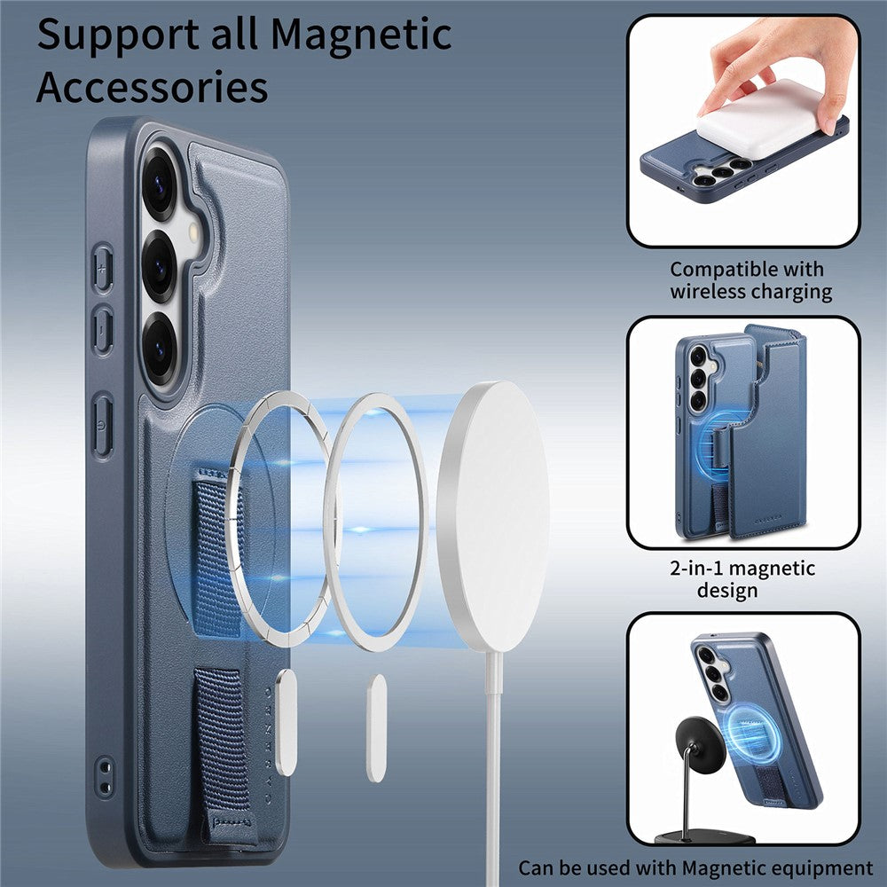CASENEO Til Samsung Galaxy S26+ Magnetisk Etui RFID Blokerende Pung Aftageligt Læder Telefoncover med Håndledsrem