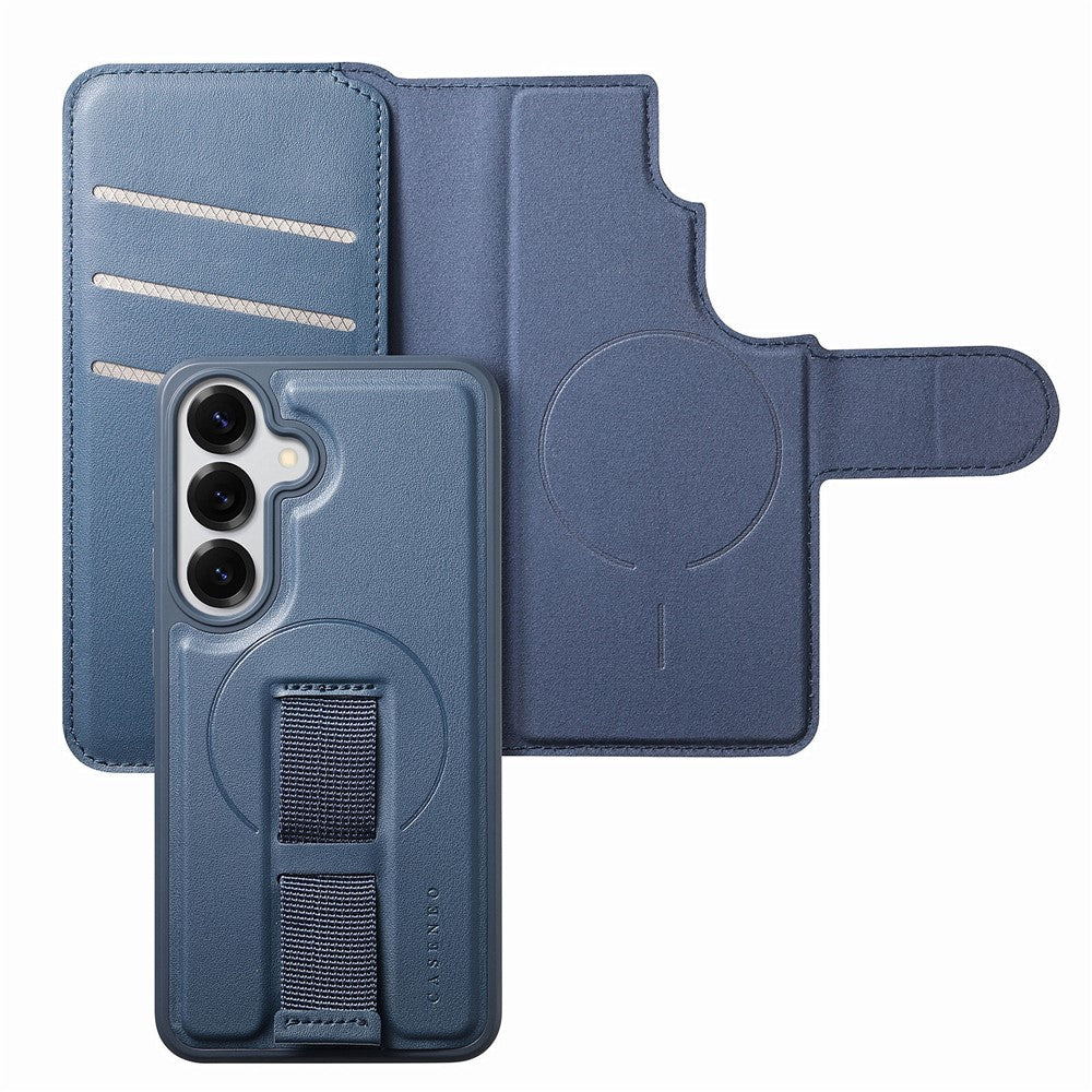 CASENEO Til Samsung Galaxy S26+ Magnetisk Etui RFID Blokerende Pung Aftageligt Læder Telefoncover med Håndledsrem