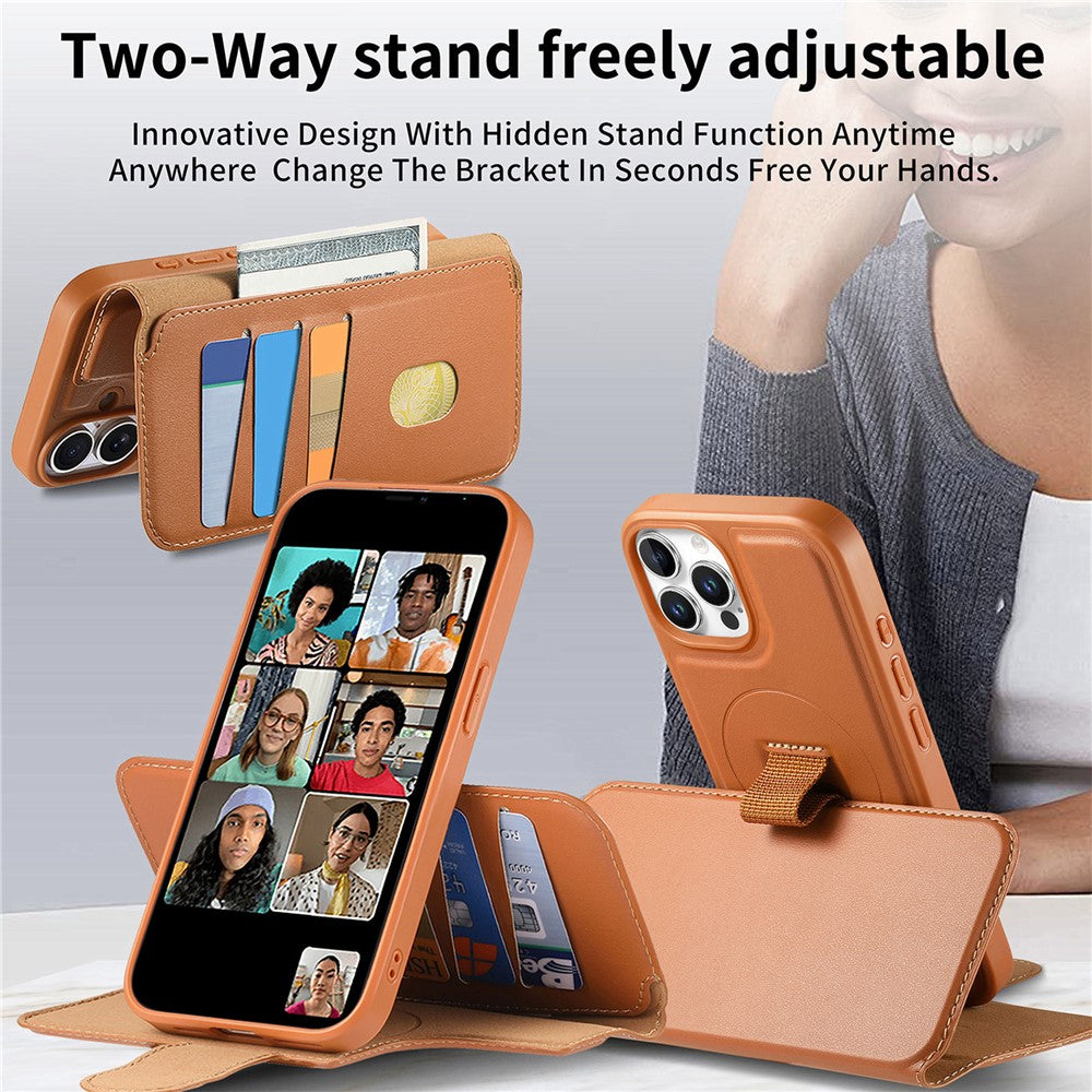 CASENEO For iPhone 13 Pro Max Magnetic Case RFID Blocking Wallet Detachable Leather Phone Cover with Wristband