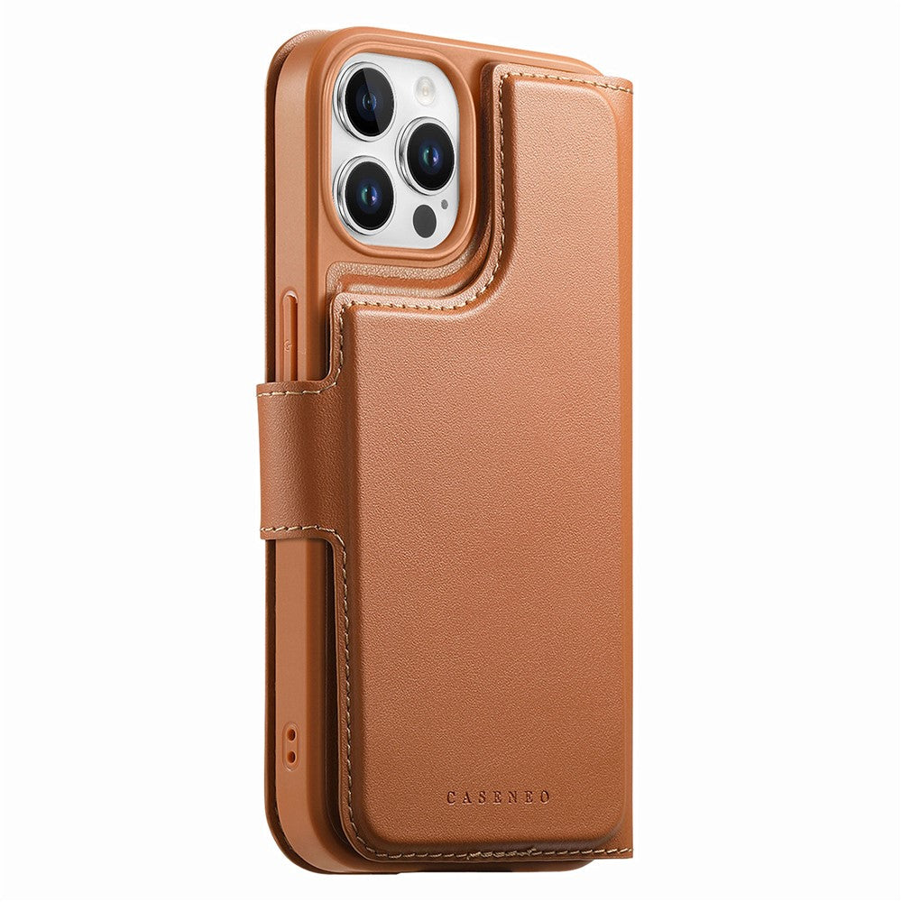 CASENEO For iPhone 13 Pro Max Magnetic Case RFID Blocking Wallet Detachable Leather Phone Cover with Wristband