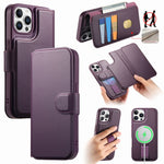 CASENEO For iPhone 13 Pro Max Magnetic Case RFID Blocking Wallet Detachable Leather Phone Cover with Wristband