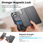 CASENEO For iPhone 13 Pro Magnetic Case RFID Blocking Wallet Detachable Leather Phone Cover with Wristband