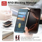CASENEO For iPhone 13 Pro Magnetic Case RFID Blocking Wallet Detachable Leather Phone Cover with Wristband