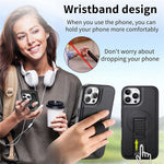 CASENEO For iPhone 13 Pro Magnetic Case RFID Blocking Wallet Detachable Leather Phone Cover with Wristband