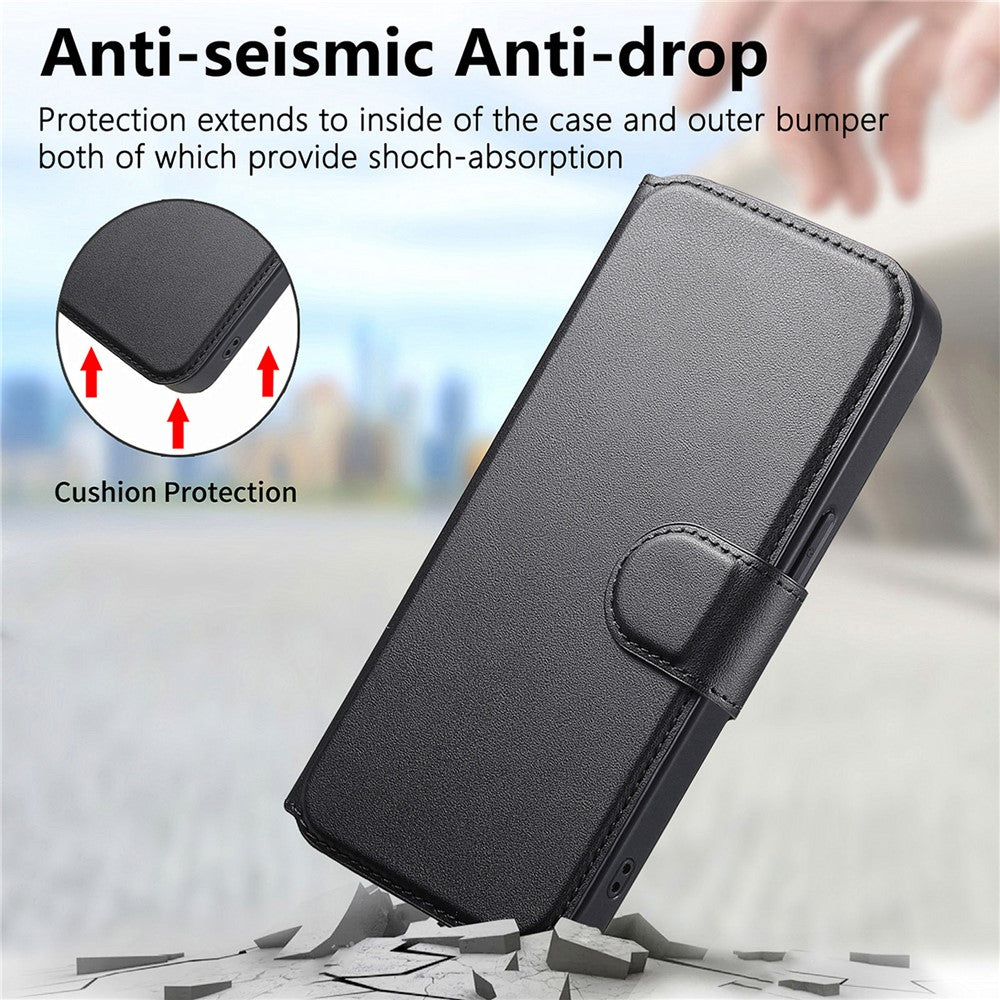 CASENEO For iPhone 13 Pro Magnetic Case RFID Blocking Wallet Detachable Leather Phone Cover with Wristband