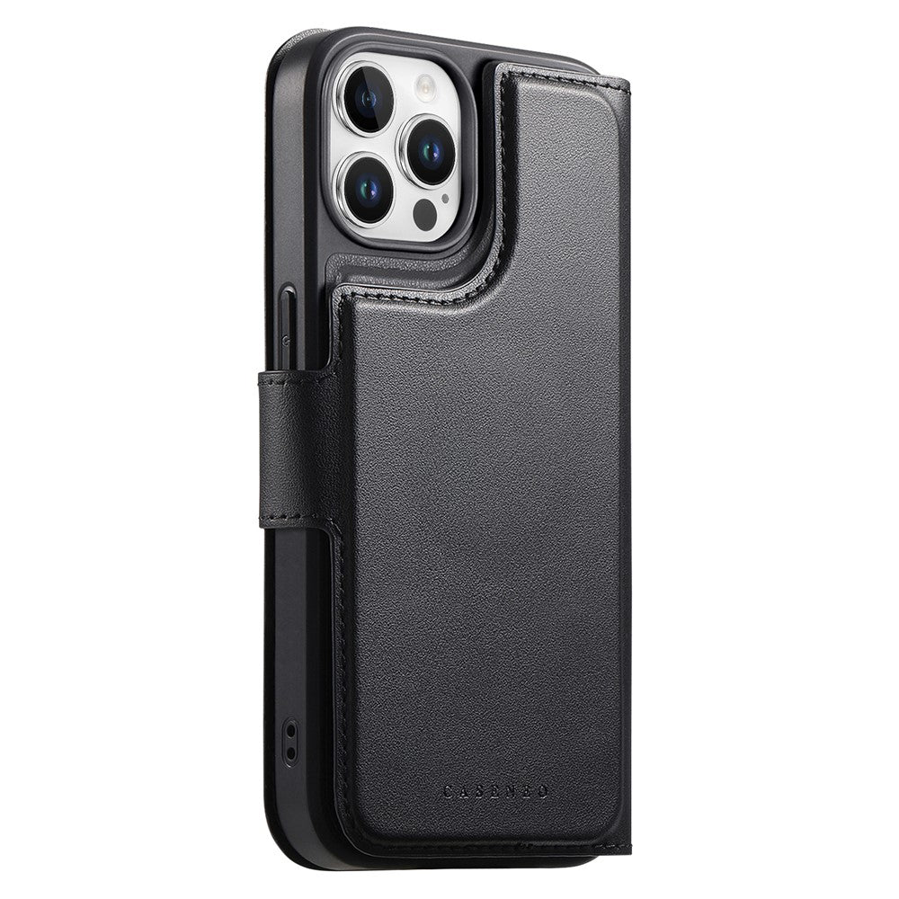 CASENEO For iPhone 13 Pro Magnetic Case RFID Blocking Wallet Detachable Leather Phone Cover with Wristband
